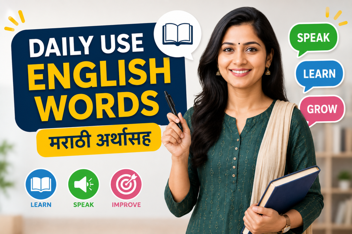 रोजच्या वापरातील इंग्रजी शब्द | Daily Use English Words with Marathi Meaning