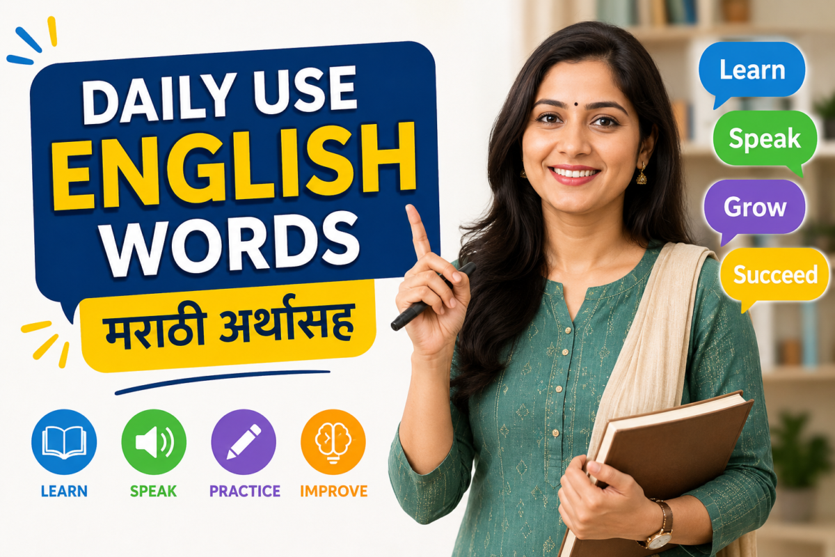 रोजच्या वापरातील इंग्रजी शब्द | Daily Use English Words with Marathi Meaning