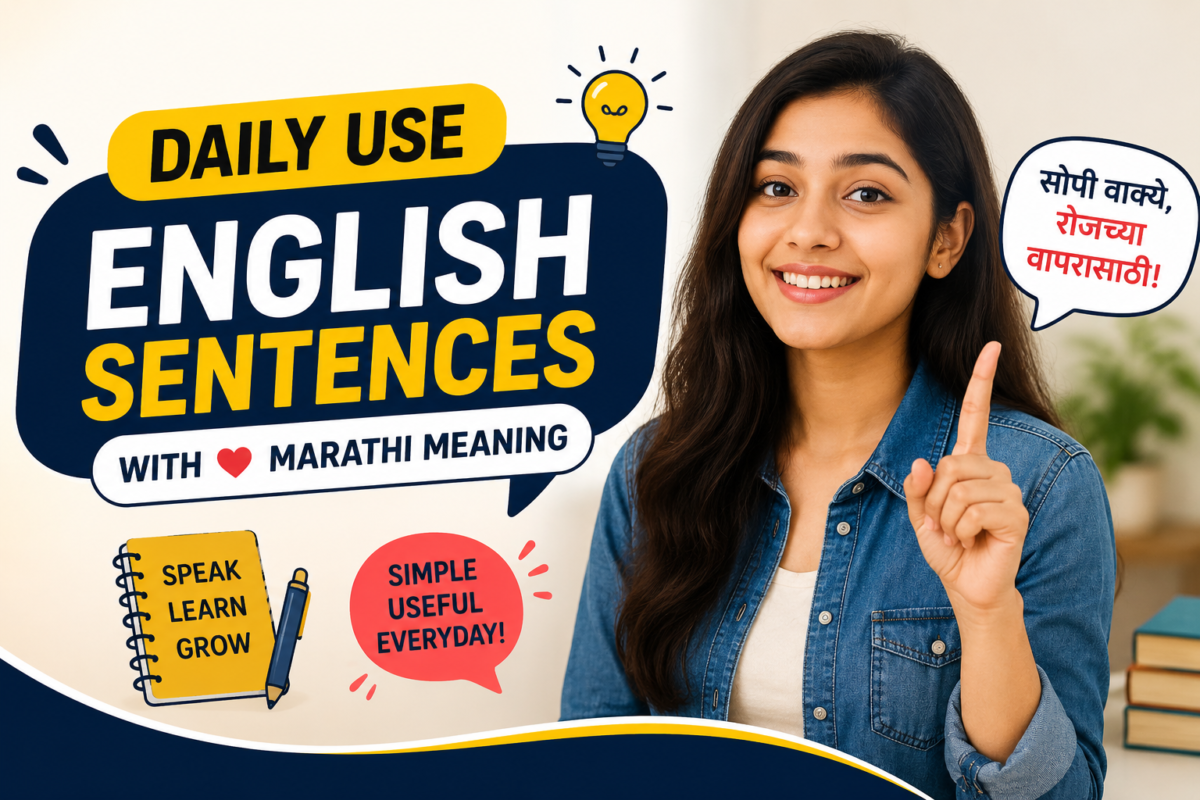 Daily Use English Sentences with Marathi Meaning | रोज वापरली जाणारी इंग्रजी वाक्ये