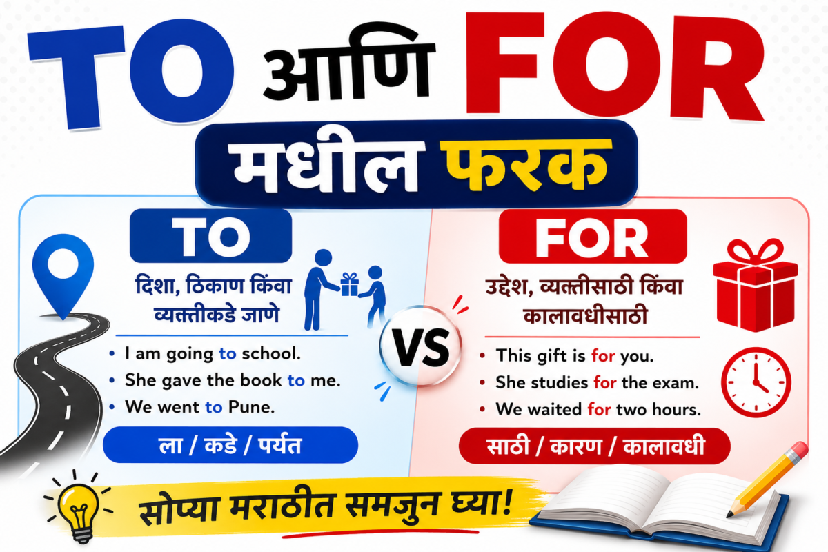 To आणि For मधील फरक | Marathi Explanation with Examples